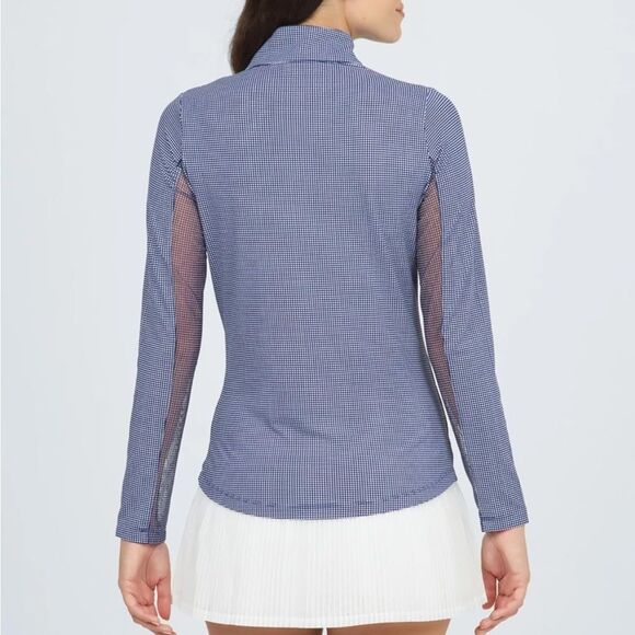 IBKUL Athleisure Wear Sun Protective UPF Cooling Purple Gingham Long Sleeve L - Picture 2 of 3